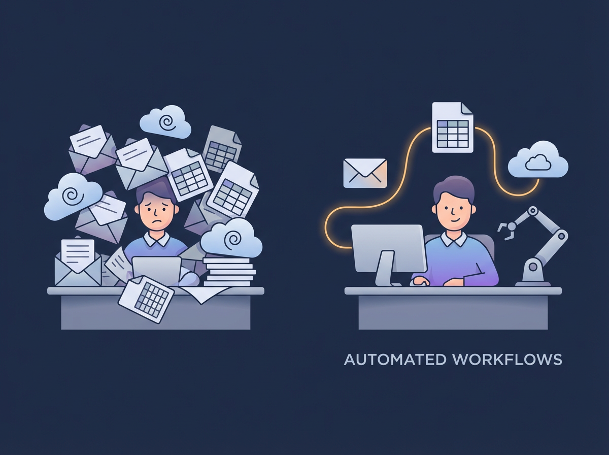 A small business owner simplifying tasks using automation tools.